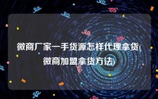 微商厂家一手货源怎样代理拿货(微商加盟拿货方法)