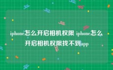 iphone怎么开启相机权限 iphone怎么开启相机权限找不到app