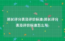 班长评分表及评价标准(班长评分表及评价标准怎么写)