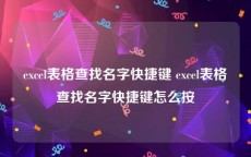 excel表格查找名字快捷键 excel表格查找名字快捷键怎么按