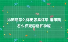 排卵期怎么样更容易怀孕 排卵期怎么样更容易怀孕呢