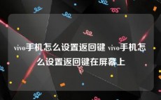 vivo手机怎么设置返回键 vivo手机怎么设置返回键在屏幕上