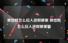 微信群怎么拉人进群聊里 微信群怎么拉人进群聊里面