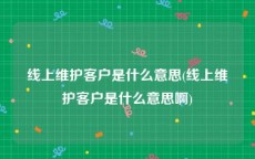 线上维护客户是什么意思(线上维护客户是什么意思啊)