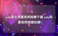 pubg怎么开麦克风按哪个键 pubg的麦克风按键在哪