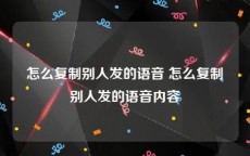 怎么复制别人发的语音 怎么复制别人发的语音内容