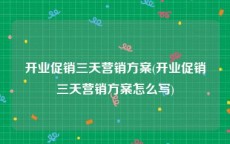 开业促销三天营销方案(开业促销三天营销方案怎么写)