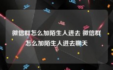 微信群怎么加陌生人进去 微信群怎么加陌生人进去聊天