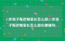 17岁孩子叛逆期家长怎么做(17岁孩子叛逆期家长怎么做心理辅导)