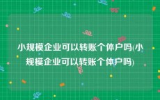 小规模企业可以转账个体户吗(小规模企业可以转账个体户吗)