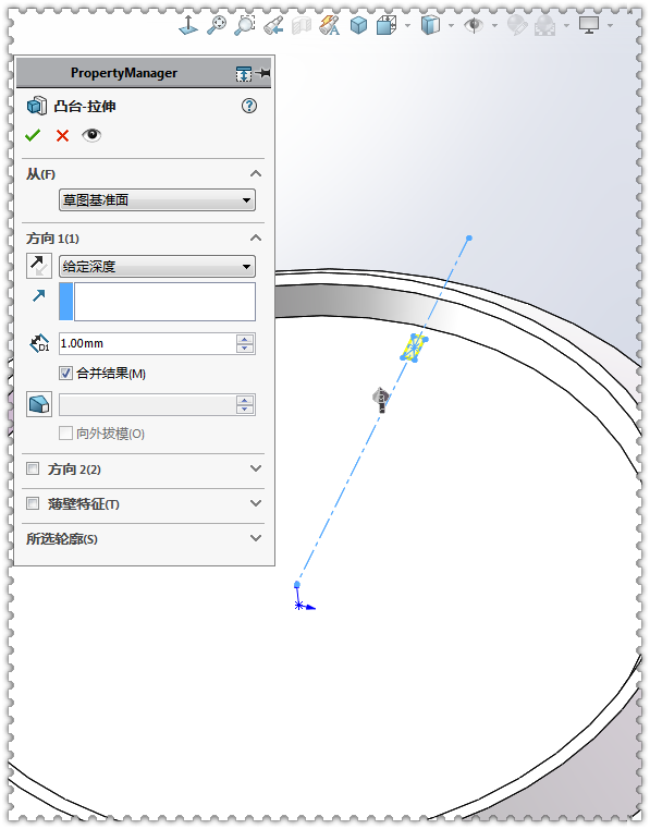 用SolidWorks画一个钟表，画法和直尺基本相同