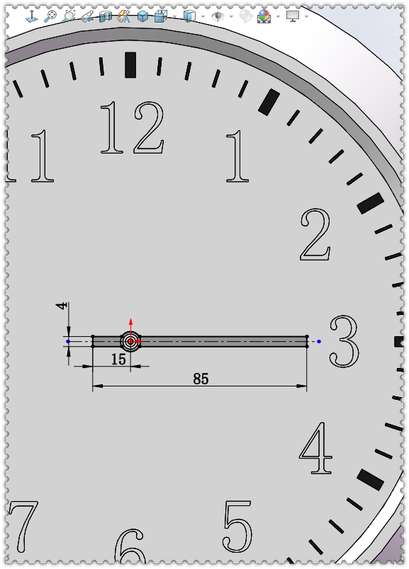 用SolidWorks画一个钟表，画法和直尺基本相同