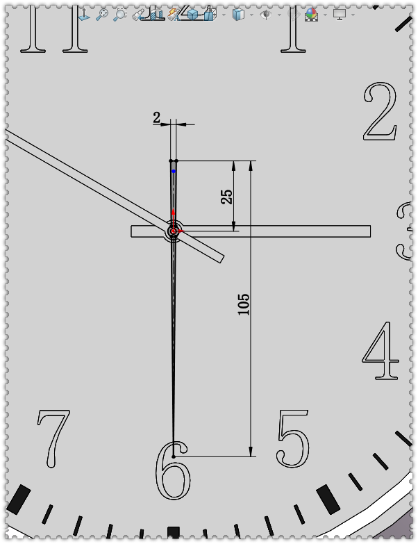 用SolidWorks画一个钟表，画法和直尺基本相同