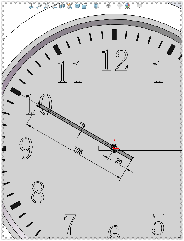 用SolidWorks画一个钟表，画法和直尺基本相同