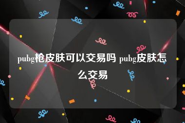 pubg枪皮肤可以交易吗 pubg皮肤怎么交易