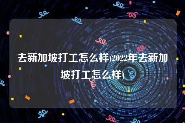 去新加坡打工怎么样(2022年去新加坡打工怎么样)