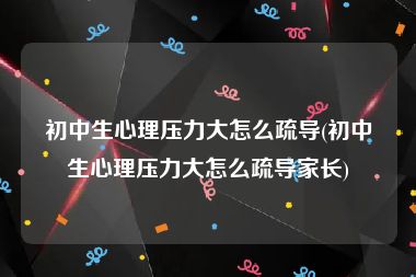 初中生心理压力大怎么疏导(初中生心理压力大怎么疏导家长)