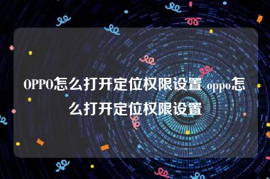 OPPO怎么打开定位权限设置 oppo怎么打开定位权限设置