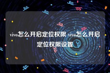 vivo怎么开启定位权限 vivo怎么开启定位权限设置