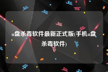 u盘杀毒软件最新正式版(手机u盘杀毒软件)