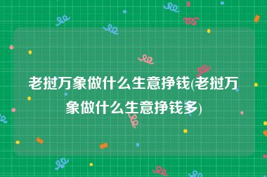 老挝万象做什么生意挣钱(老挝万象做什么生意挣钱多)