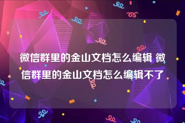 微信群里的金山文档怎么编辑 微信群里的金山文档怎么编辑不了