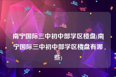 南宁国际三中初中部学区楼盘(南宁国际三中初中部学区楼盘有哪些)