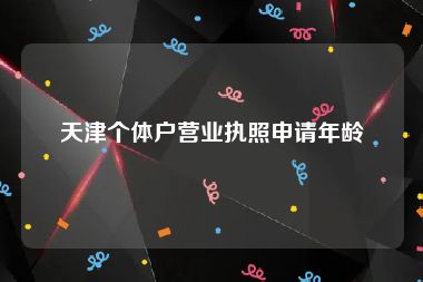 天津个体户营业执照申请年龄