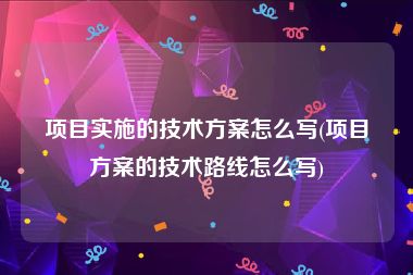 项目实施的技术方案怎么写(项目方案的技术路线怎么写)