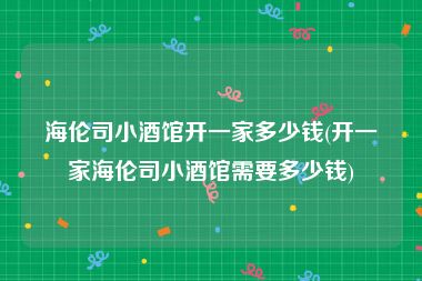 海伦司小酒馆开一家多少钱(开一家海伦司小酒馆需要多少钱)