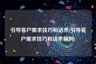 引导客户需求技巧和话术(引导客户需求技巧和话术案例)