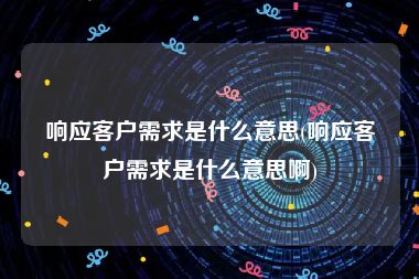 响应客户需求是什么意思(响应客户需求是什么意思啊)