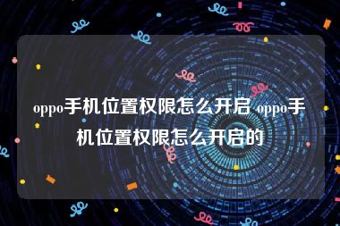 oppo手机位置权限怎么开启 oppo手机位置权限怎么开启的