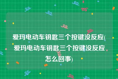 爱玛电动车钥匙三个按键没反应(爱玛电动车钥匙三个按键没反应怎么回事)