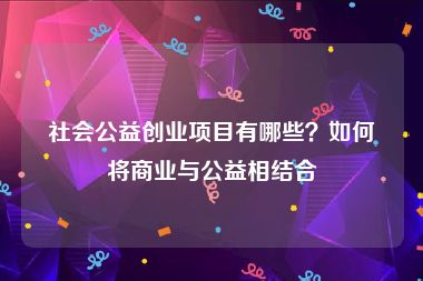 社会公益创业项目有哪些？如何将商业与公益相结合