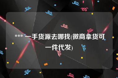  *** 一手货源去哪找(微商拿货可一件代发)