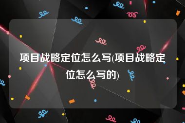 项目战略定位怎么写(项目战略定位怎么写的)