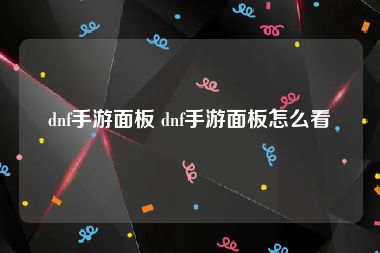 dnf手游面板 dnf手游面板怎么看