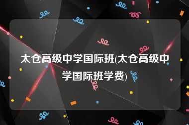 太仓高级中学国际班(太仓高级中学国际班学费)