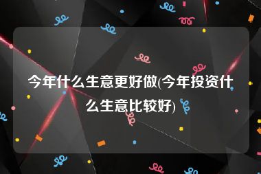 今年什么生意更好做(今年投资什么生意比较好)