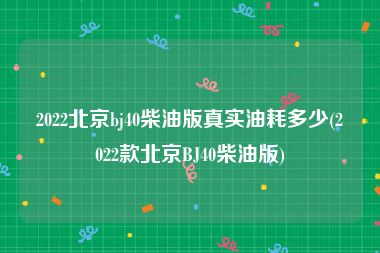 2022北京bj40柴油版真实油耗多少(2022款北京BJ40柴油版)