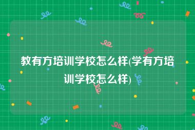 教有方培训学校怎么样(学有方培训学校怎么样)