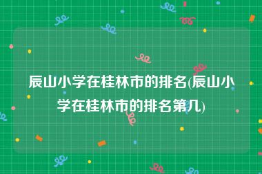 辰山小学在桂林市的排名(辰山小学在桂林市的排名第几)