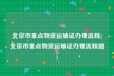 北京市重点物资运输证办理流程(北京市重点物资运输证办理流程图)