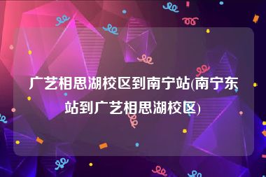 广艺相思湖校区到南宁站(南宁东站到广艺相思湖校区)