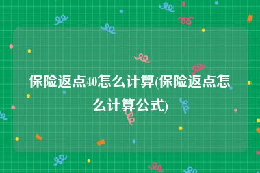 保险返点40怎么计算(保险返点怎么计算公式)