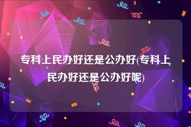 专科上民办好还是公办好(专科上民办好还是公办好呢)