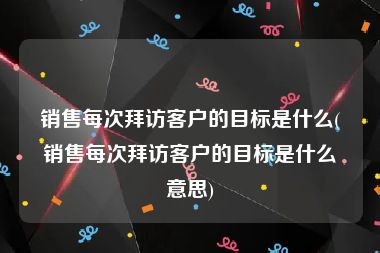 销售每次拜访客户的目标是什么(销售每次拜访客户的目标是什么意思)