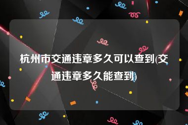 杭州市交通违章多久可以查到(交通违章多久能查到)