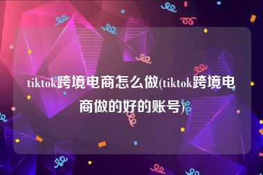 tiktok跨境电商怎么做(tiktok跨境电商做的好的账号)